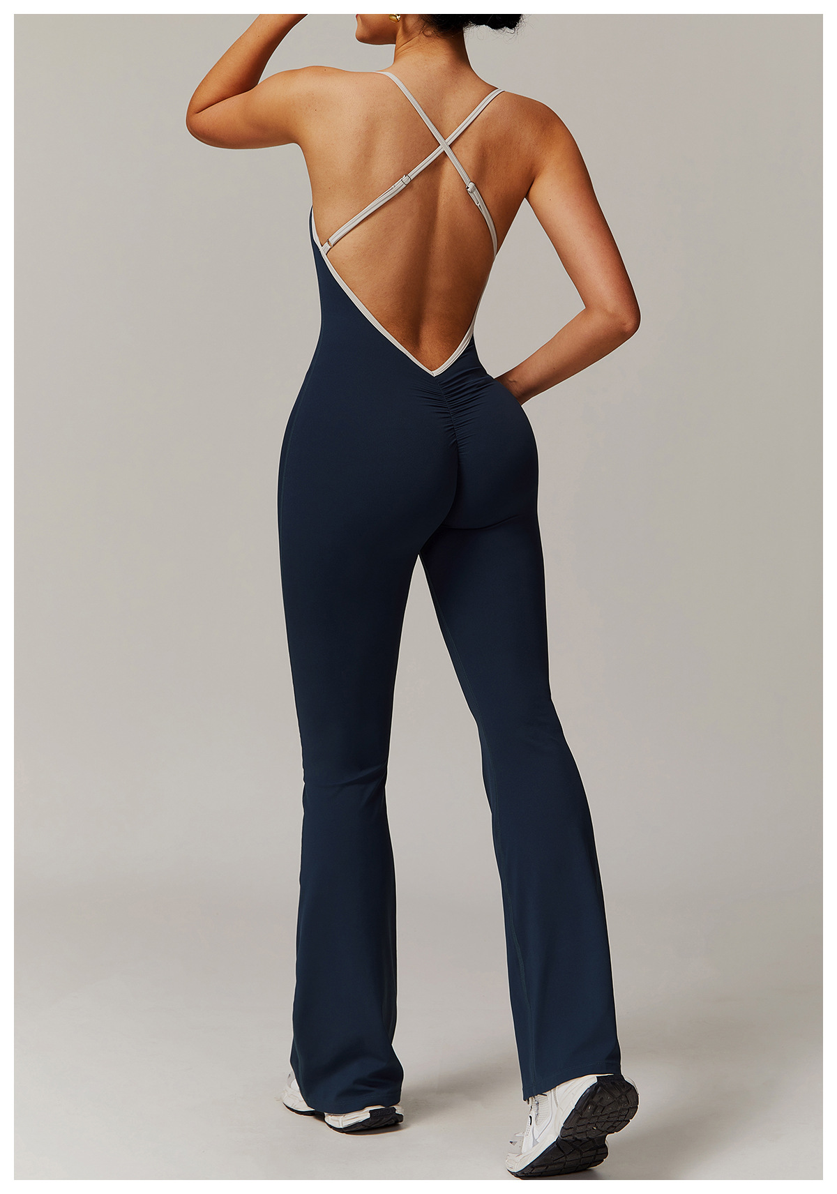 Soft Fabric Backless Flare Jumpsuit 3013