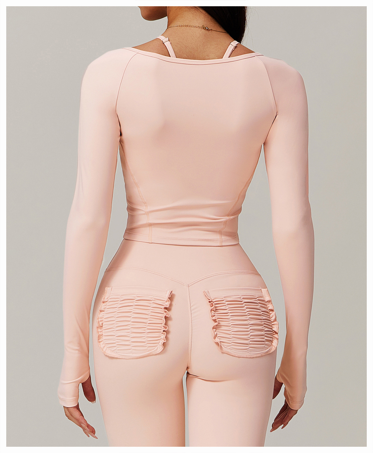 Soft Fabric Zip Down Curved Hem Yoga Top 9139