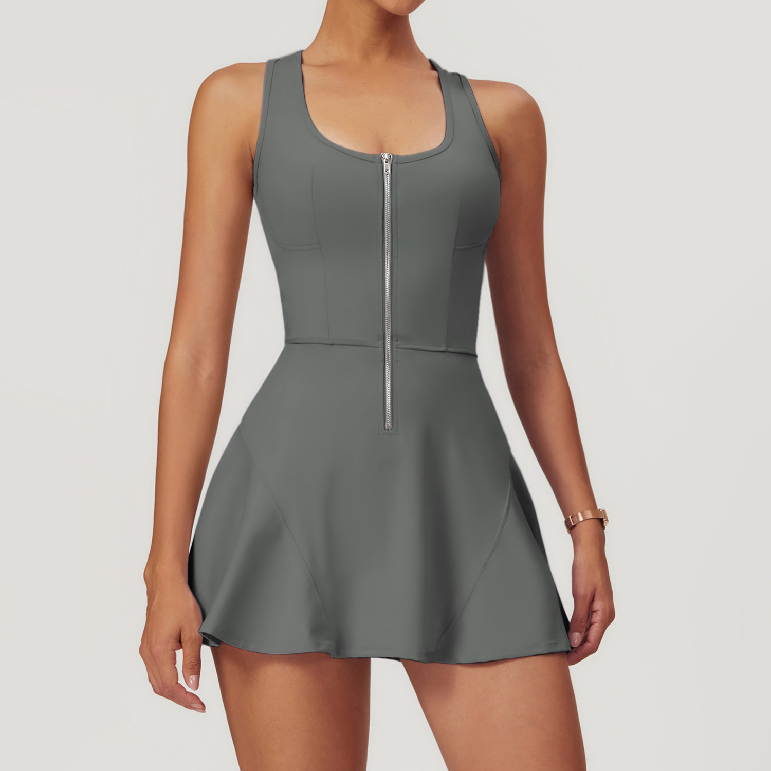 Soft Fabric Zip Down Tennis Dress 8832