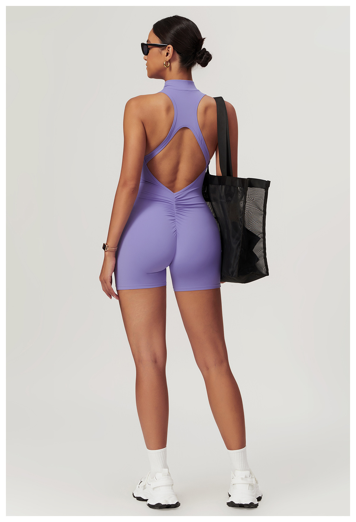 Soft Fabric Zip Down Scrunch Romper 8594