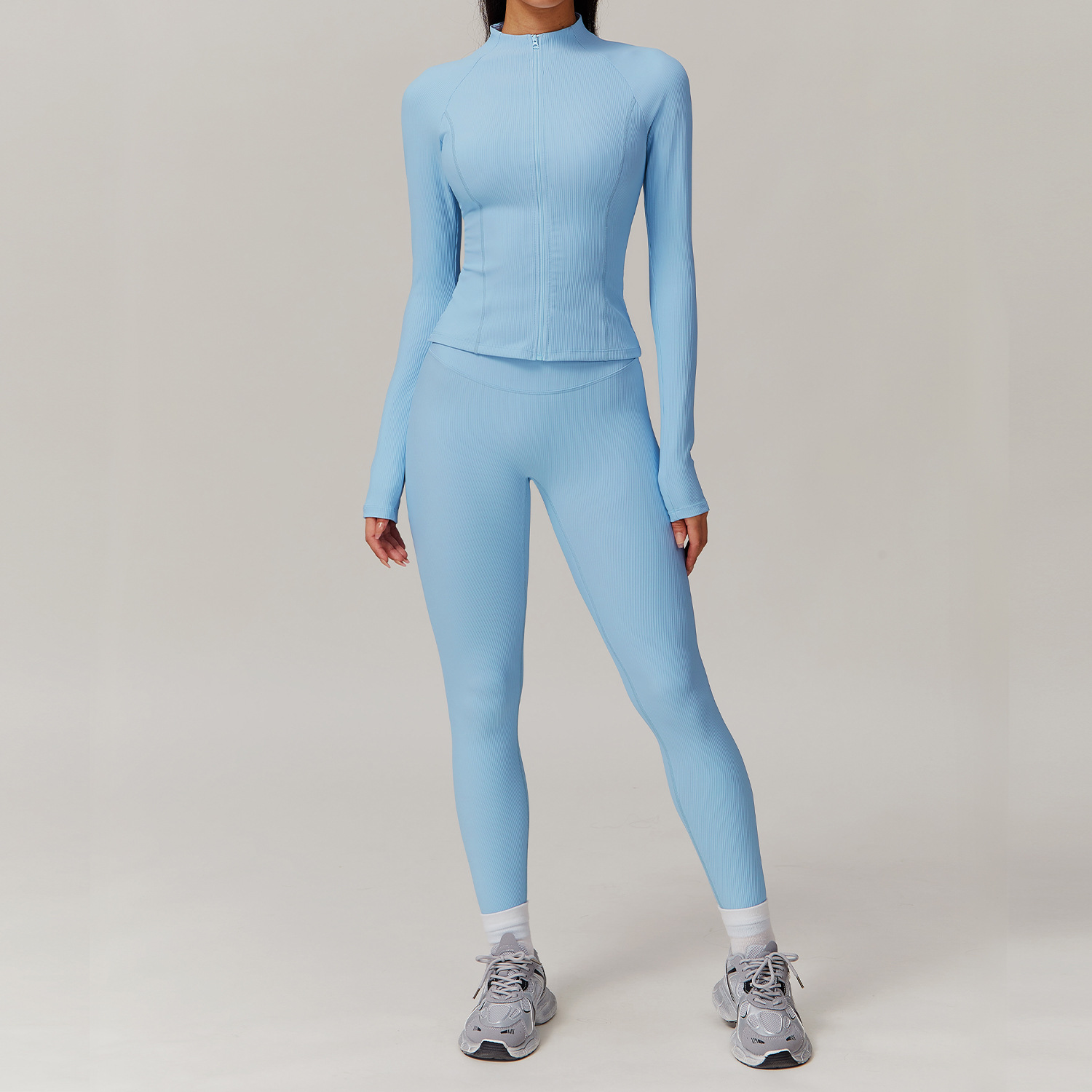 Long & Short Sleeves Ribbed Yoga Sets 3 Options 9018