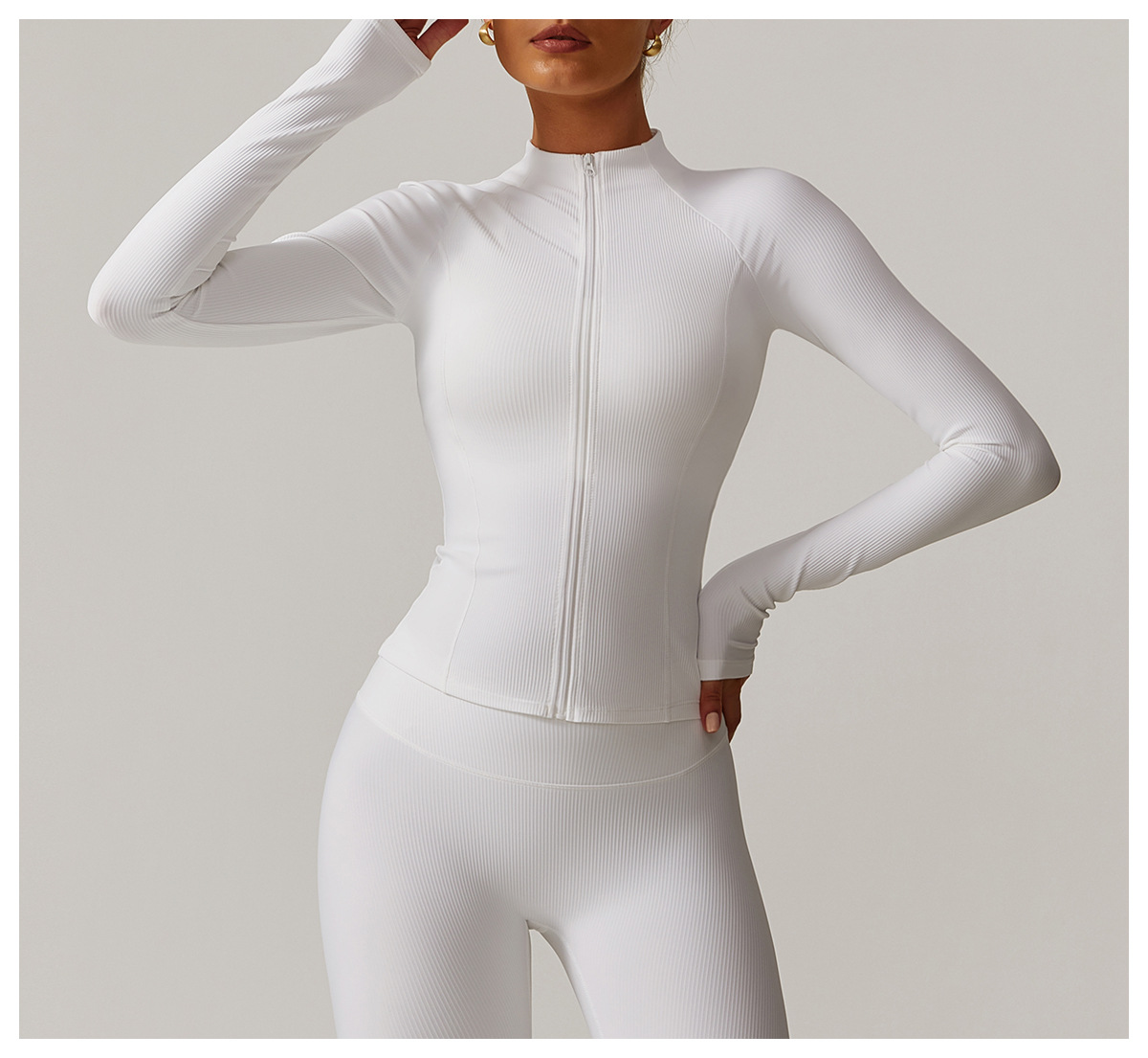 Ribbed Zip Down Yoga Top 9018