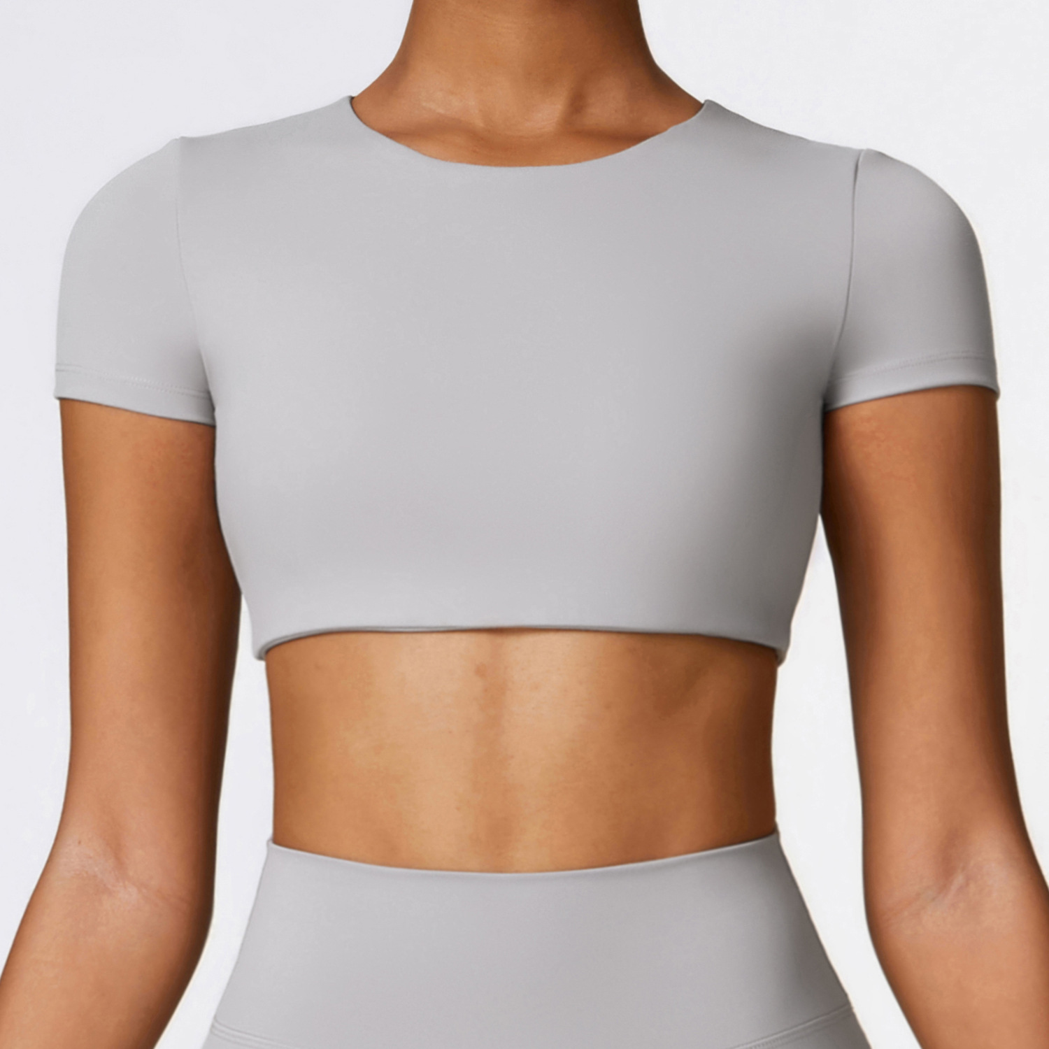 Soft Fabric Short Sleeves Crop Yoga Top 8519
