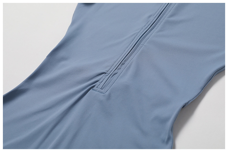 Soft Fabric Zip Down Short Sleeve Jumpsuit 8305