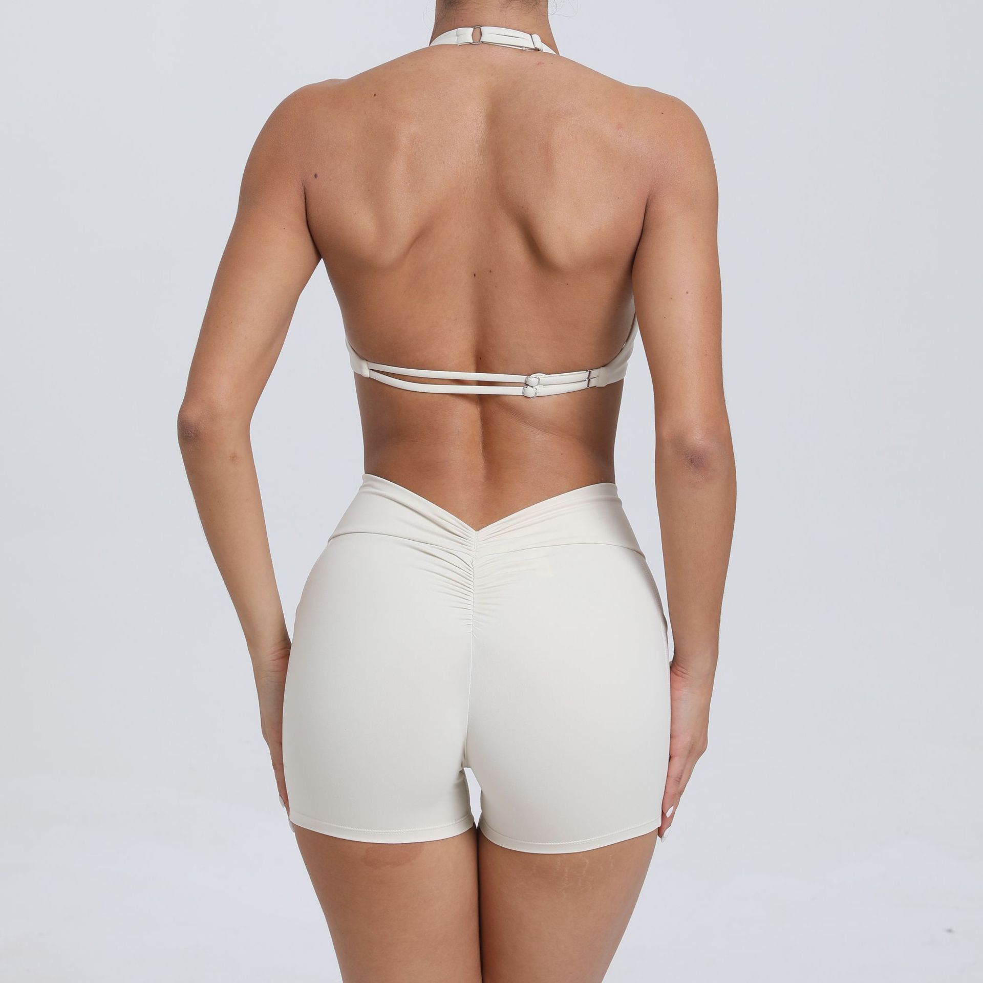 Nude Yoga Clothes With Pockets On Both Sides, Quick-Drying Tight Suit  QS74068+42352