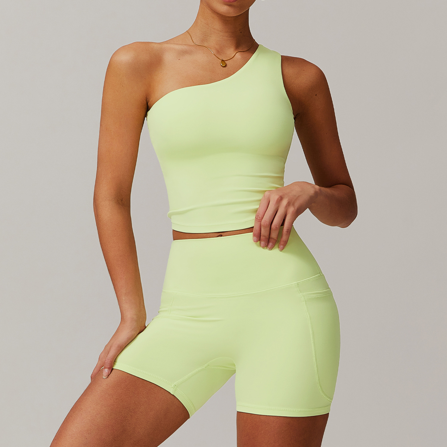 Soft Fabric One Shoulder Yoga Sets 4 Options 8408