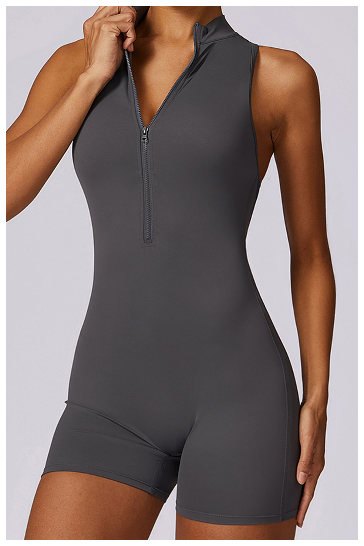 Soft Fabric Zip Down Scrunch Romper 8594
