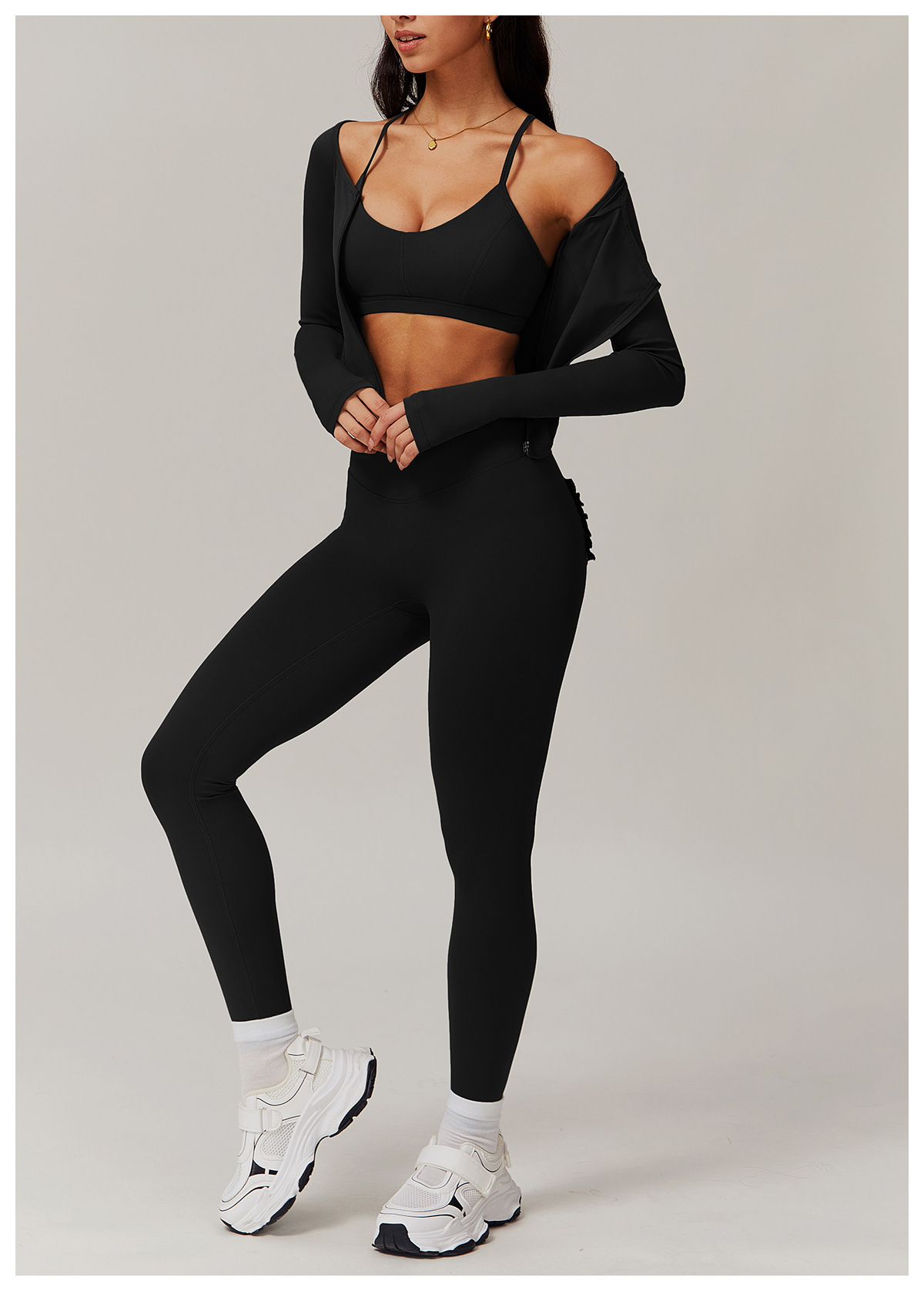 Soft Fabric Pleated Pockets Yoga Sets 4 Options 9139