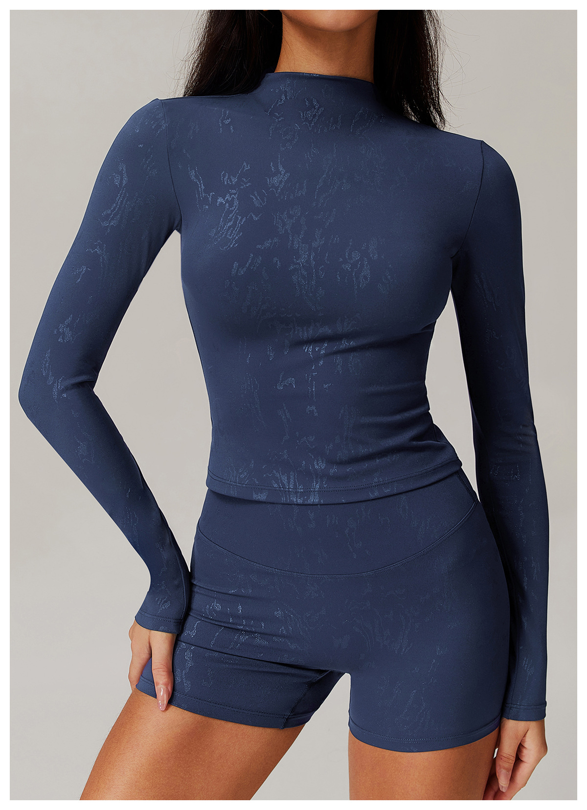 Hot Stamping Soft Fabric Long Sleeve Yoga Top 9140