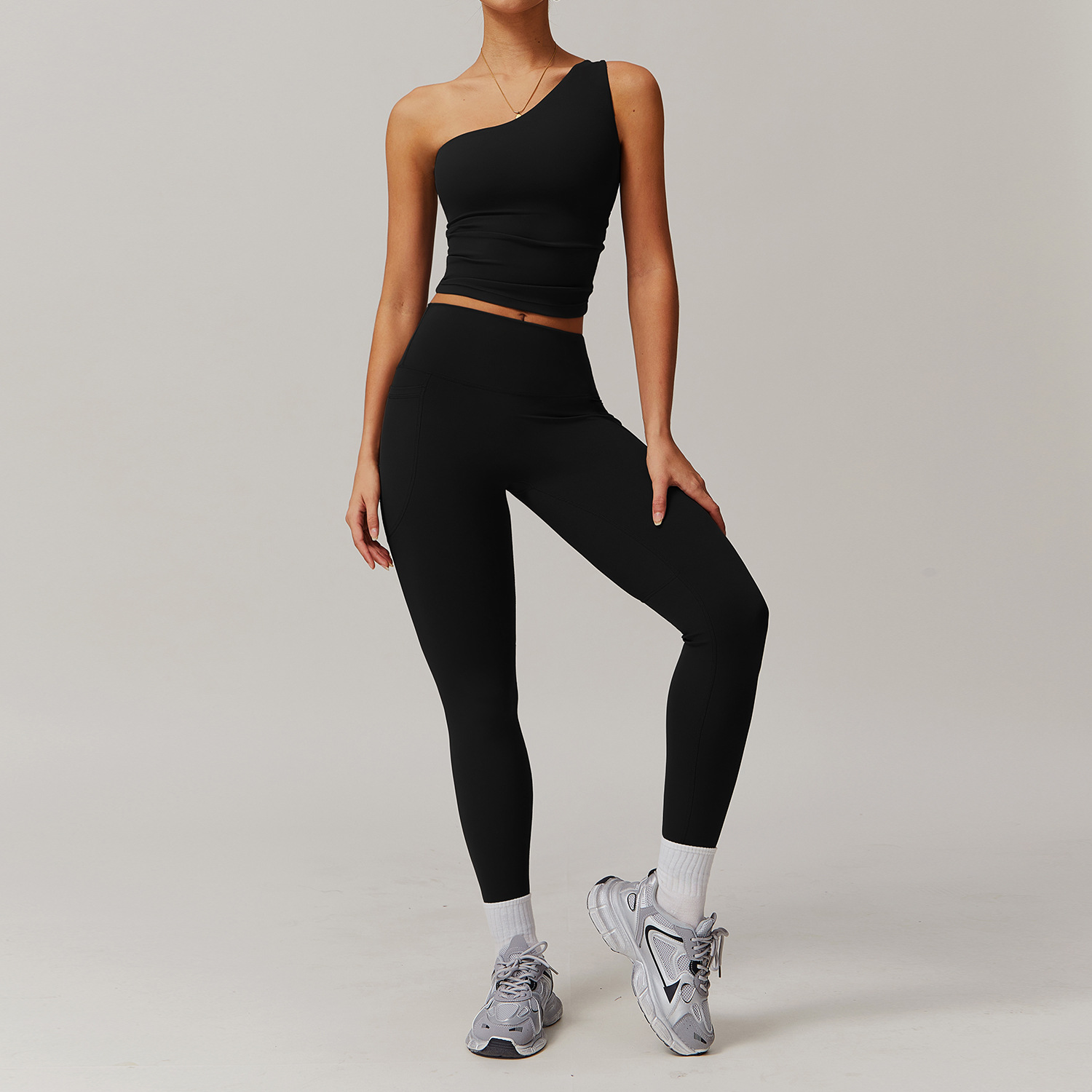 Soft Fabric One Shoulder Yoga Sets 4 Options 8408