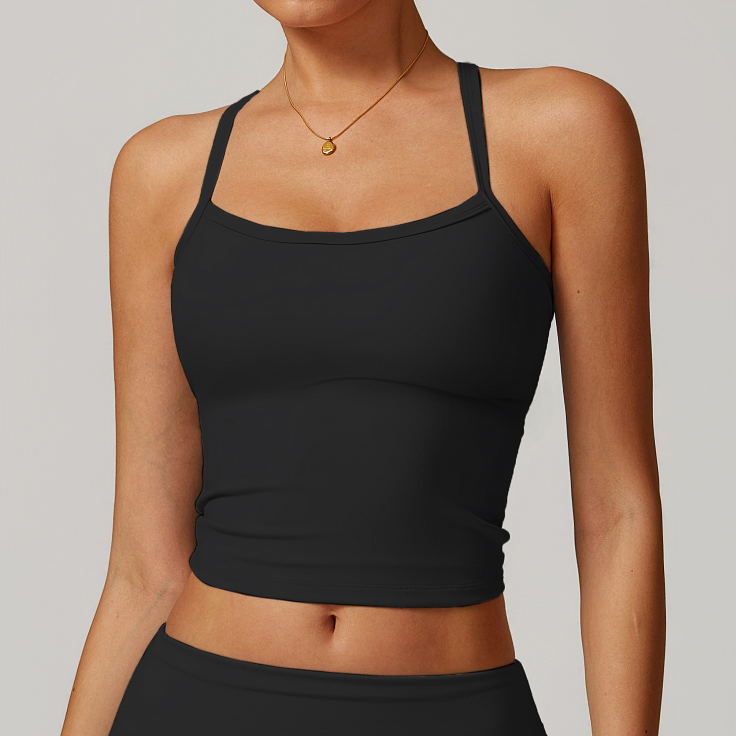 Soft Fabric Thin Straps Slim Yoga Vest 8519