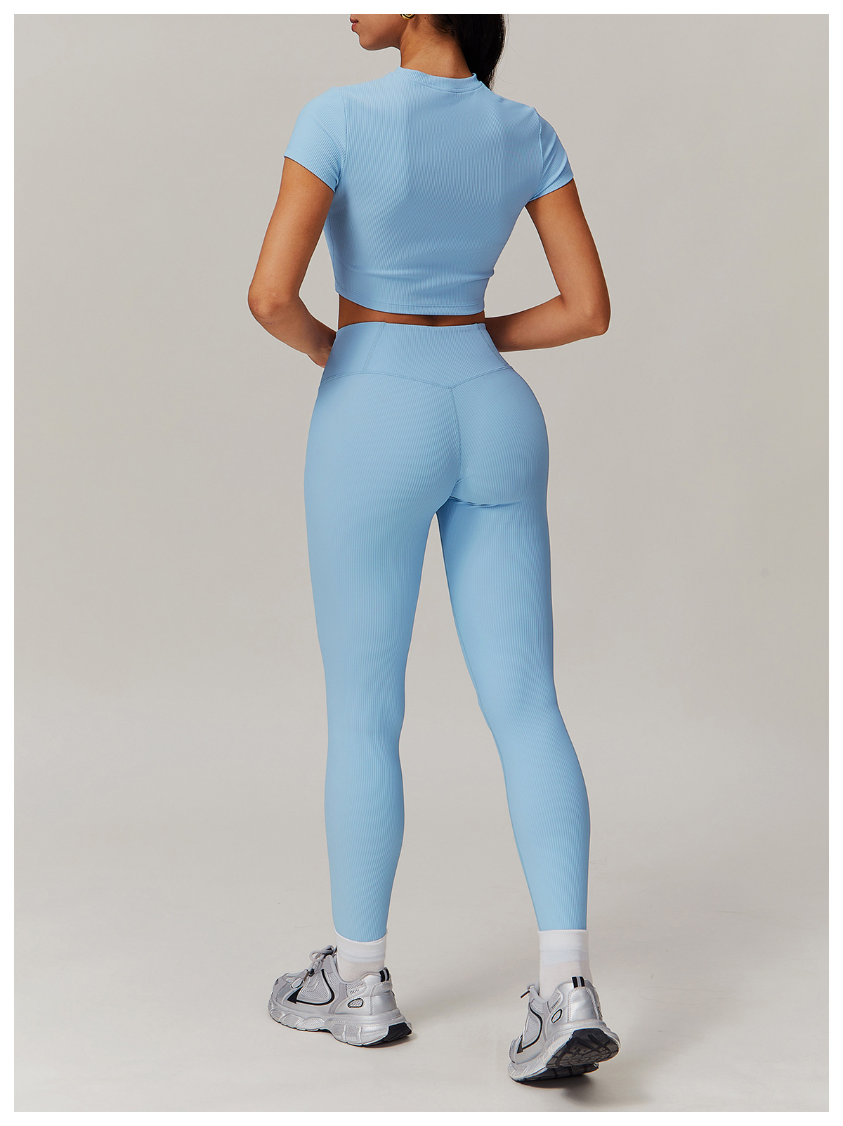 Long & Short Sleeves Ribbed Yoga Sets 3 Options 9018
