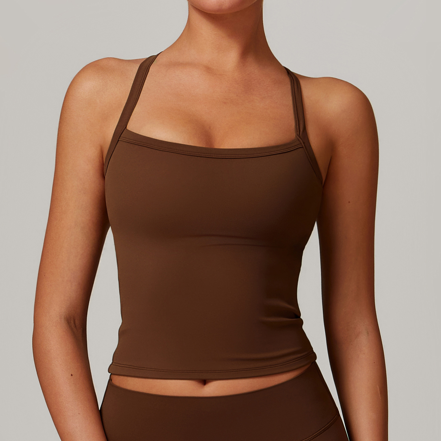 Soft Fabric Thin Straps Slim Yoga Vest 8519