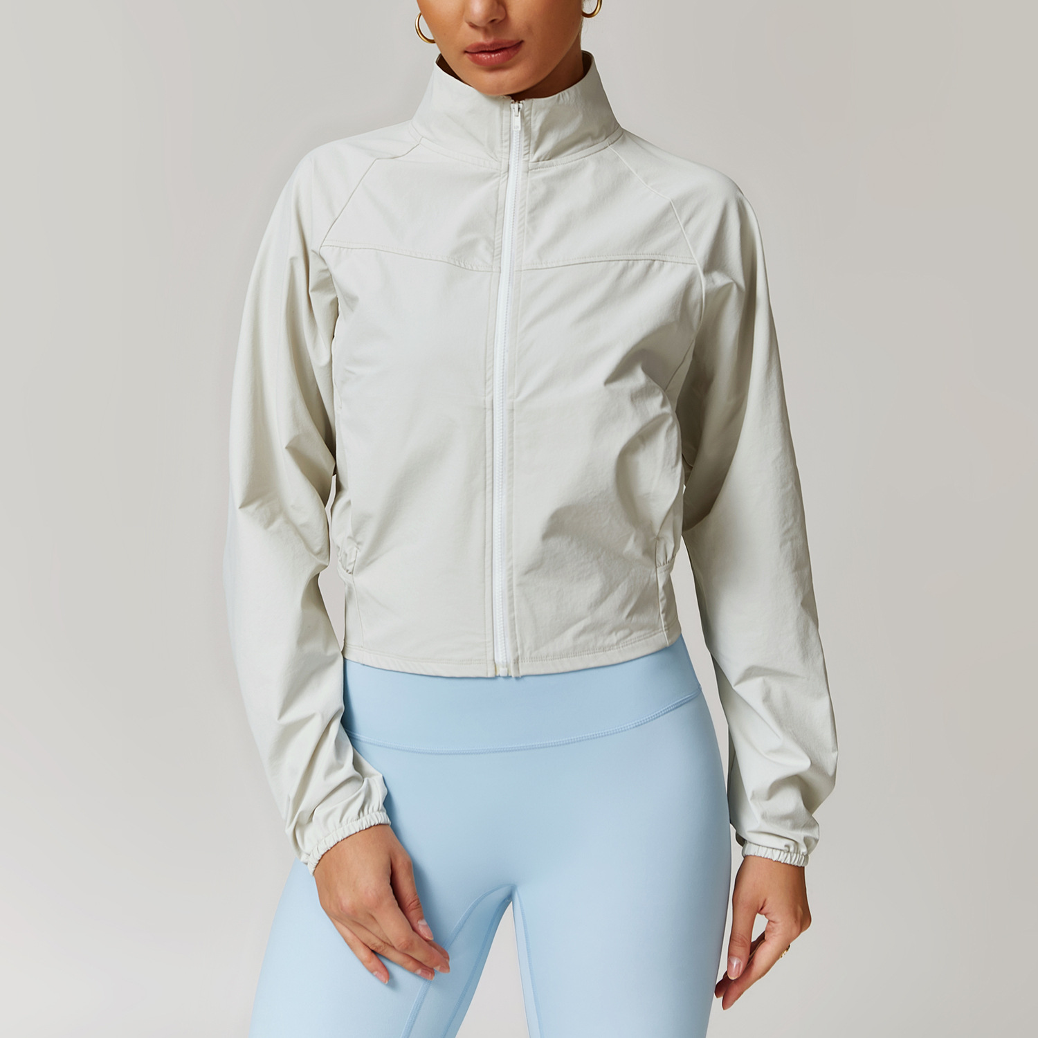 Quick Dry Zip Down Yoga Jacket with Side Pockects and Hidden Pockect 8945