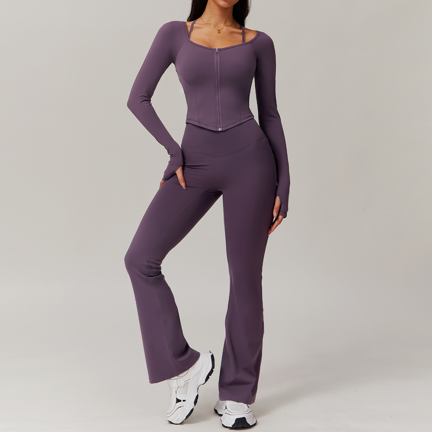 Soft Fabric Pleated Pockets Yoga Sets 4 Options 9139