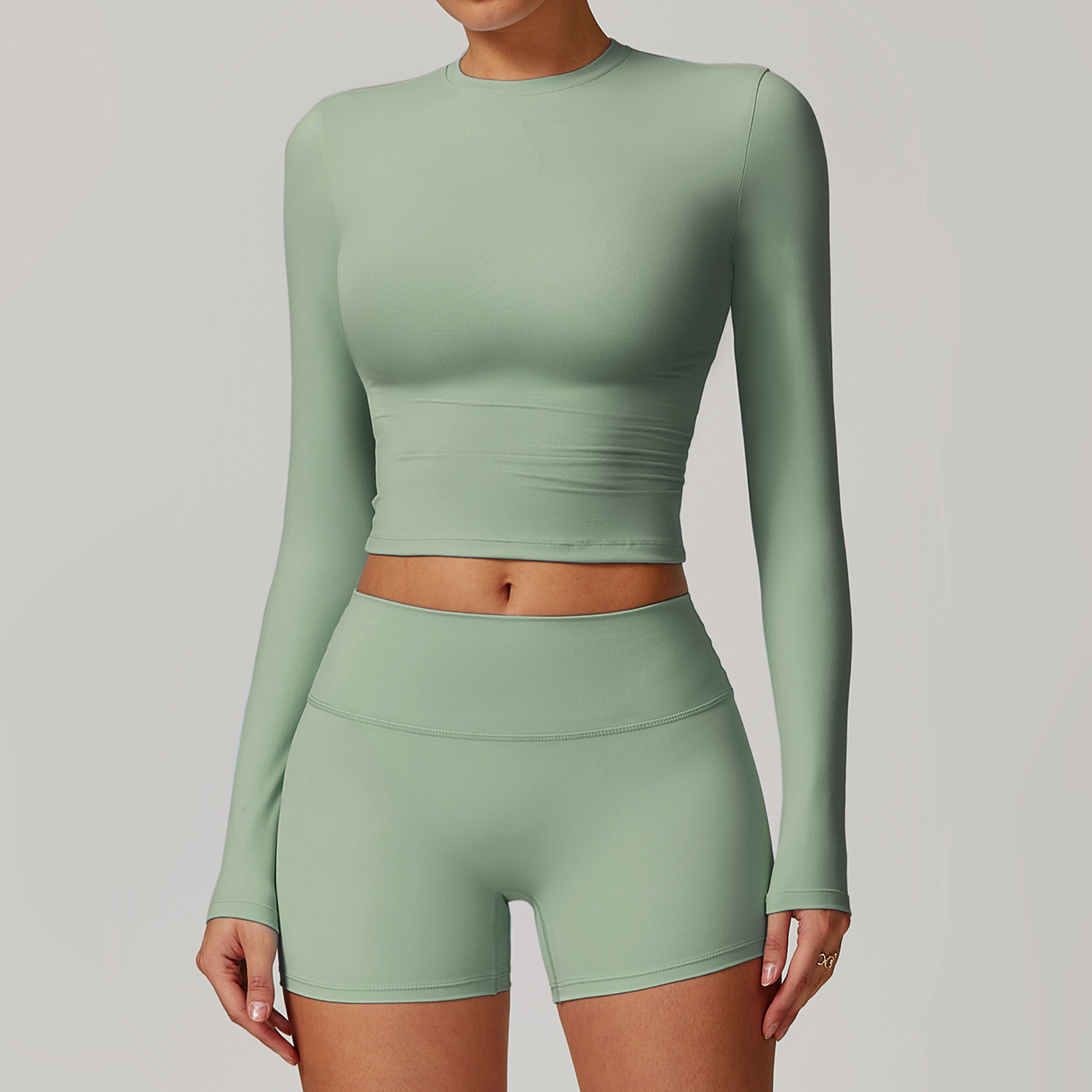 Classic Soft Fabirc Brushed Yoga Shorts Sets 2 Options 8886