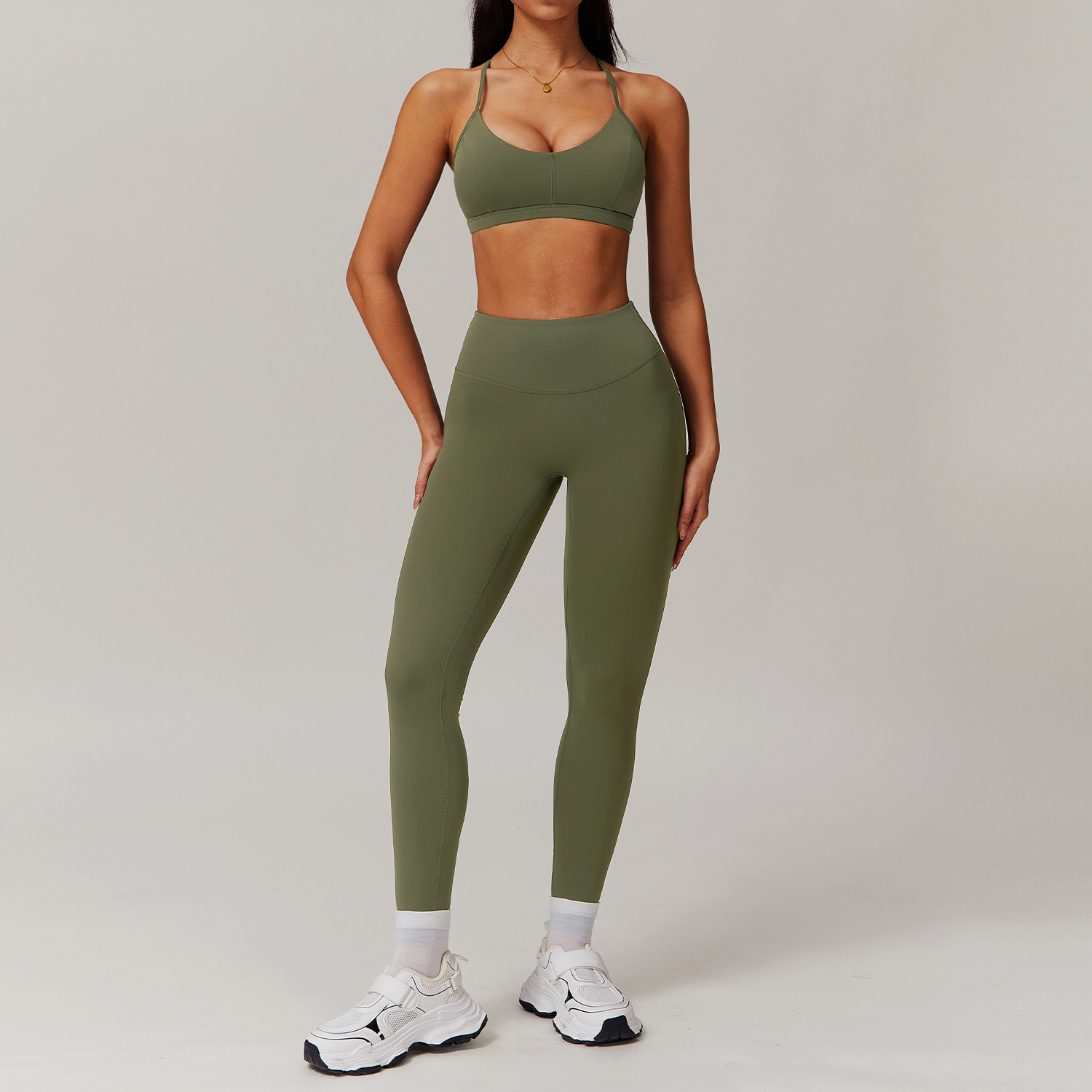Soft Fabric Pleated Pockets Yoga Sets 4 Options 9139