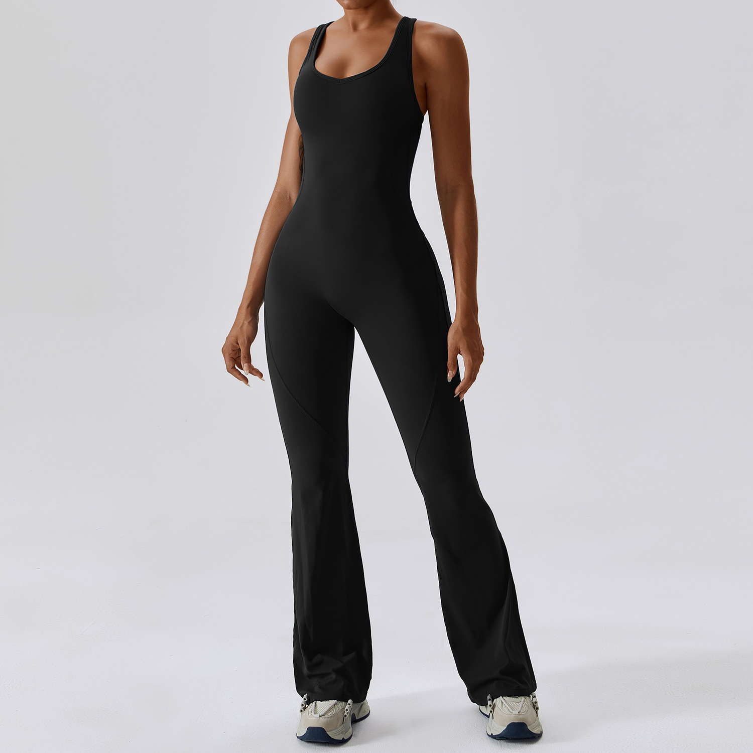 Soft Fabric Flare Jumpsuit 8117