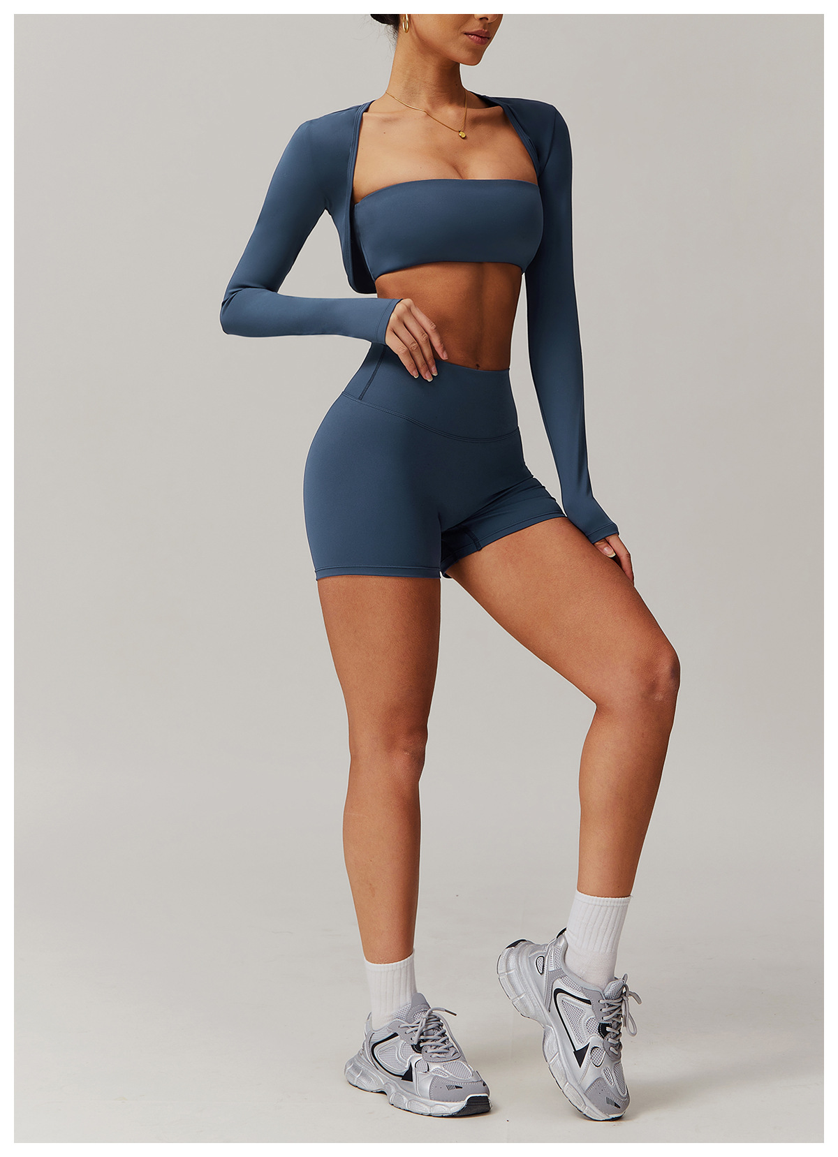 Soft Fabric Two Pieces Slim Hooded Yoga Set 9142