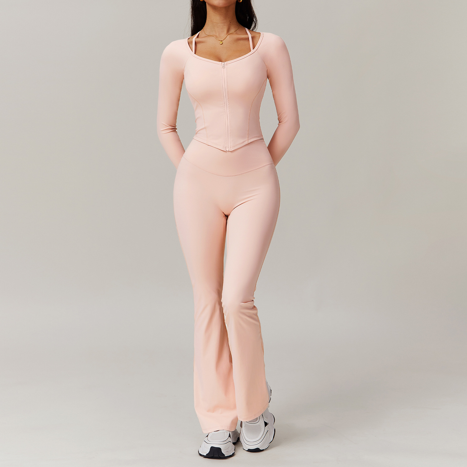 Soft Fabric Pleated Pockets Yoga Sets 4 Options 9139
