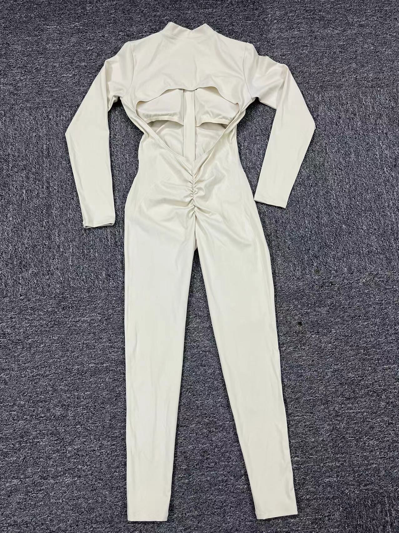 Backless Half Zipper Long Sleeve Yoga Legging Jumpsuit  QSZY02 