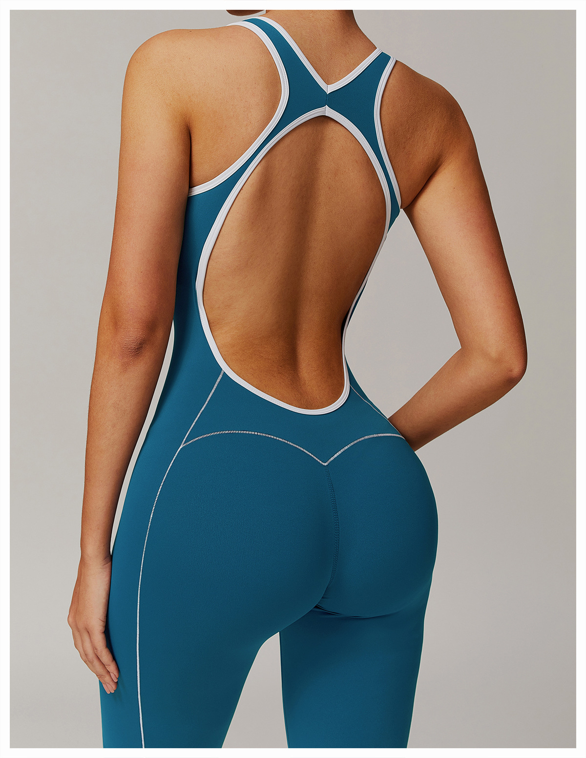 Soft Fabric Sculpted Backless Flare Jumpsuit 5009
