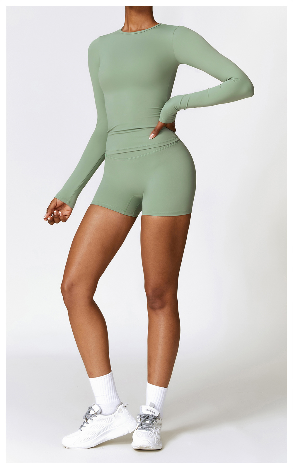 Soft Fabric Long Sleeves Slim Yoga Top 8519
