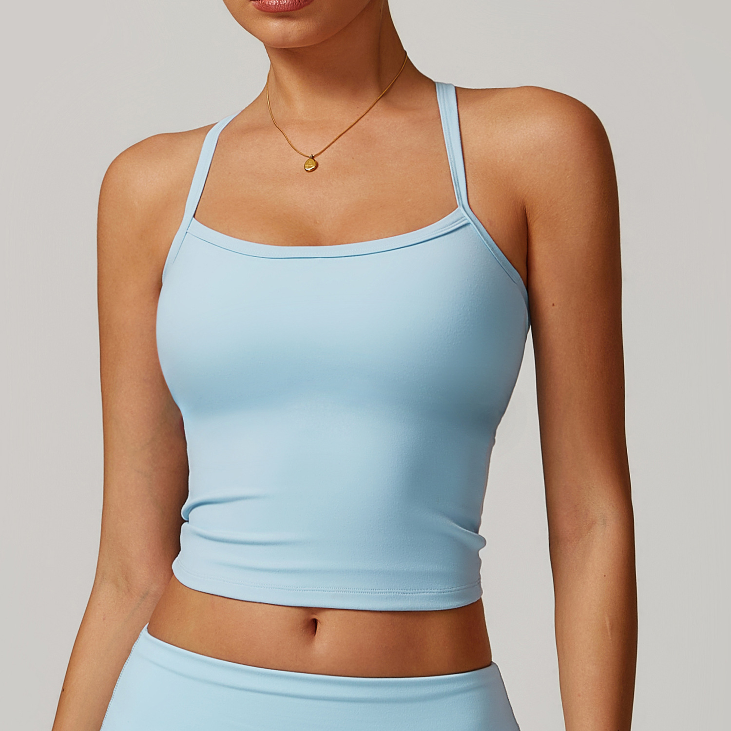 Soft Fabric Thin Straps Slim Yoga Vest 8519