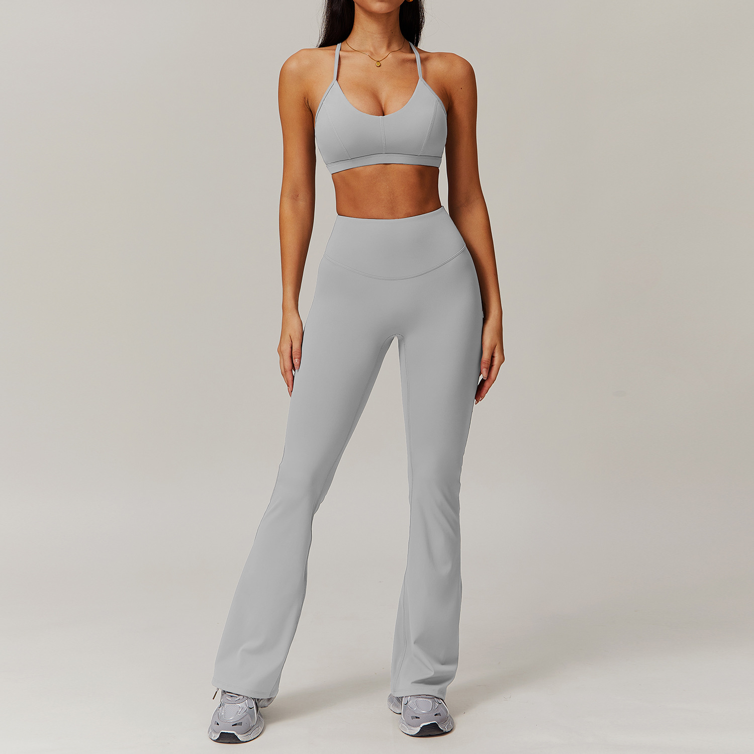 Soft Fabric Pleated Pockets Yoga Sets 4 Options 9139