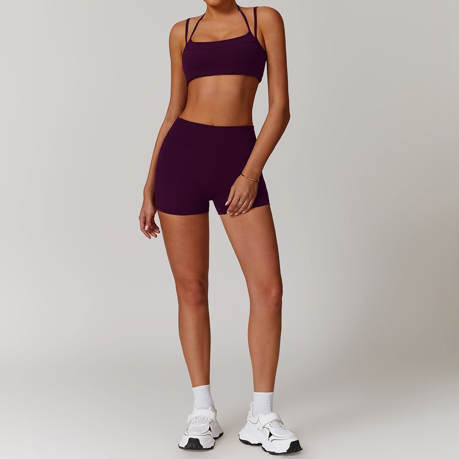 Soft Fabirc Asymmetric Yoga Shorts Sets 3 Options 9000
