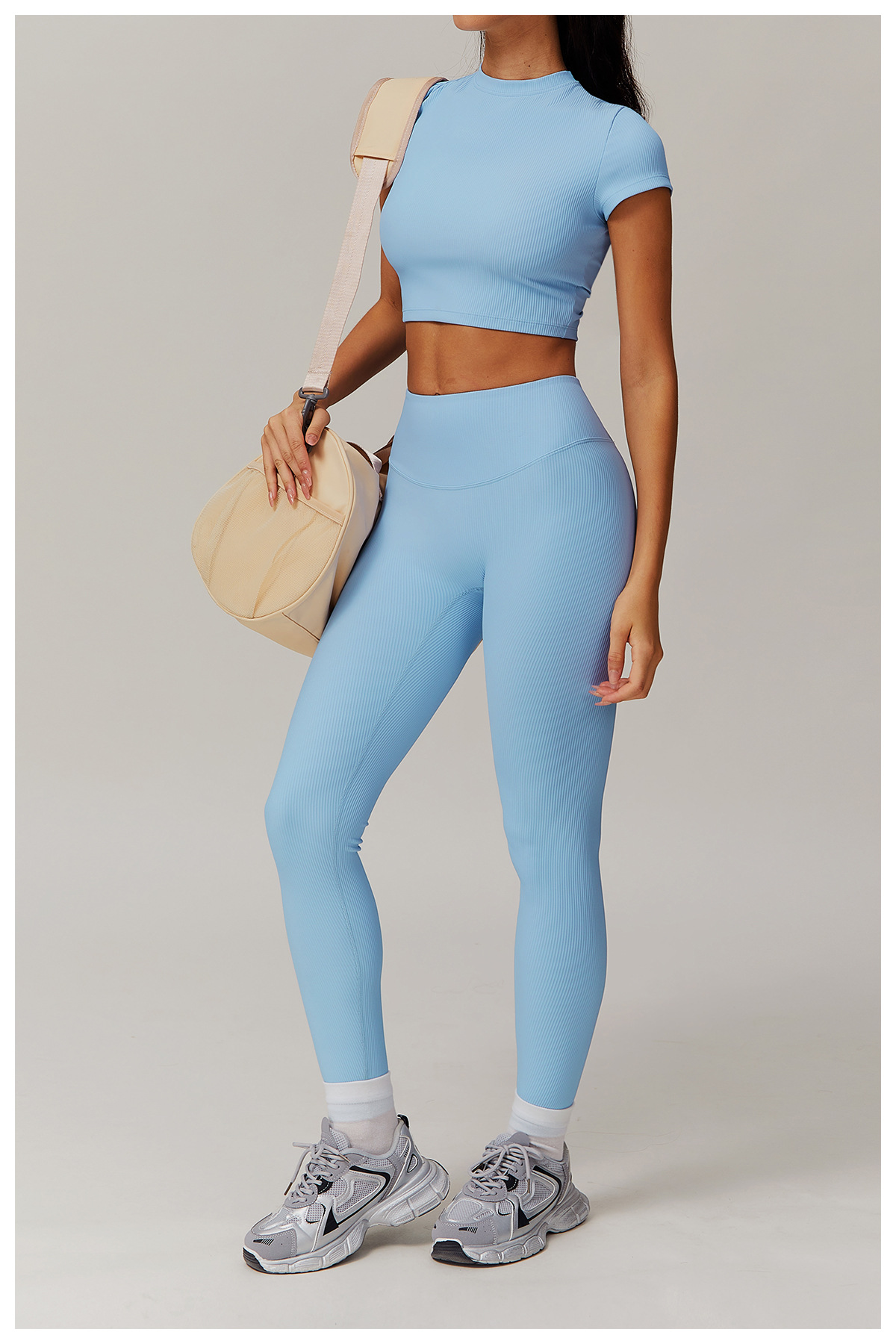 Long & Short Sleeves Ribbed Yoga Sets 3 Options 9018