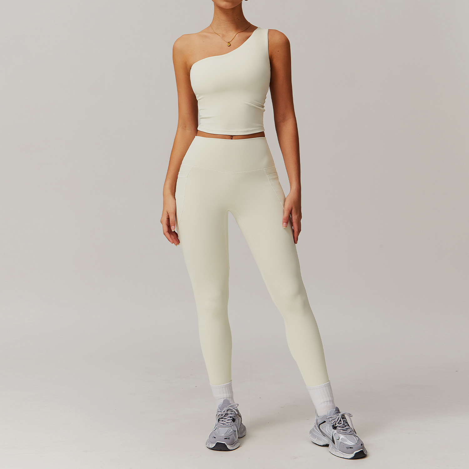 Soft Fabric One Shoulder Yoga Sets 4 Options 8408