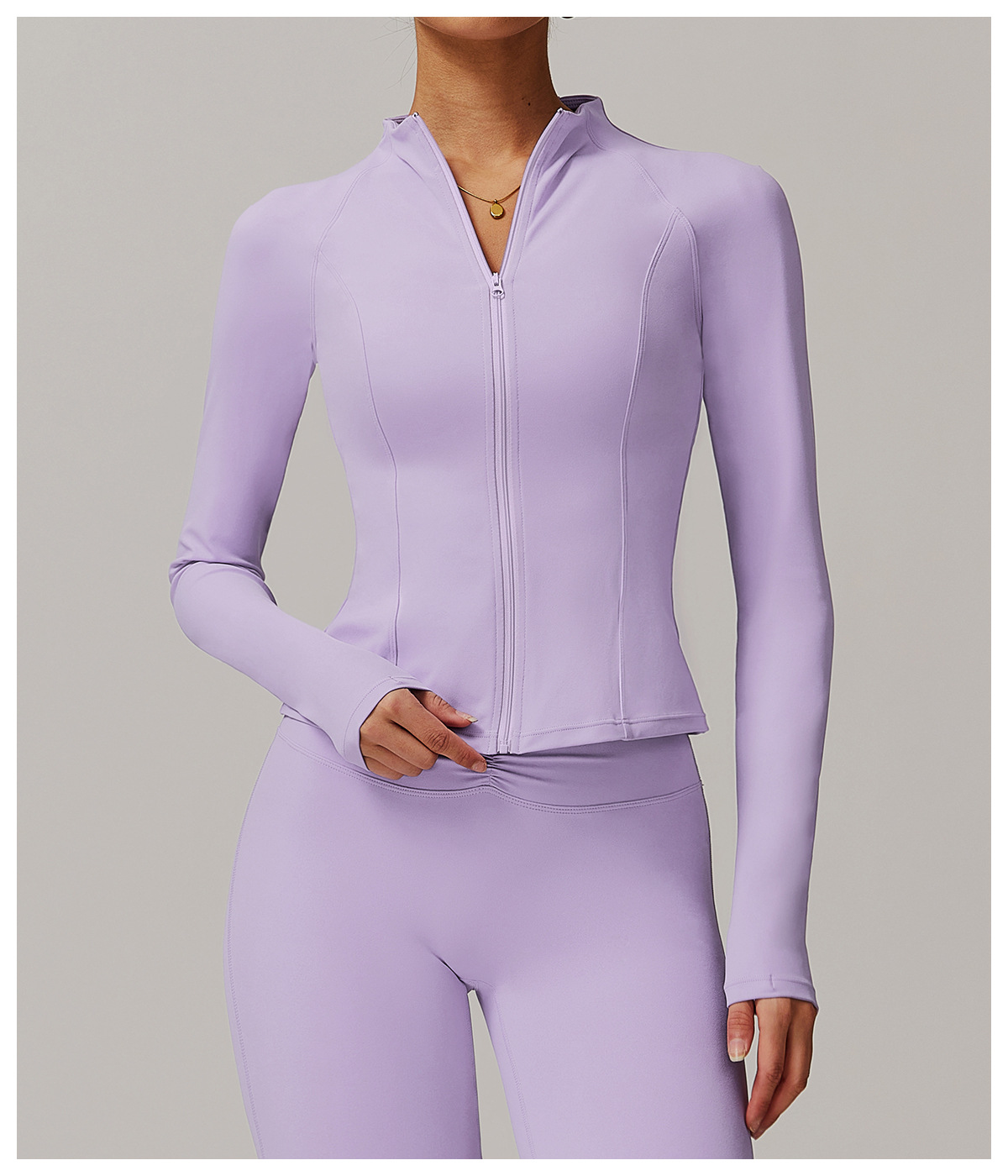 Soft Fabric Long Sleeves Stand Collar Yoga Top 9141