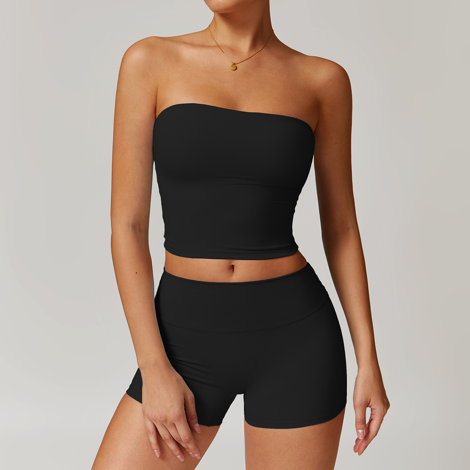 Classic Soft Fabirc Brushed Yoga Shorts Sets 2 Options 8886