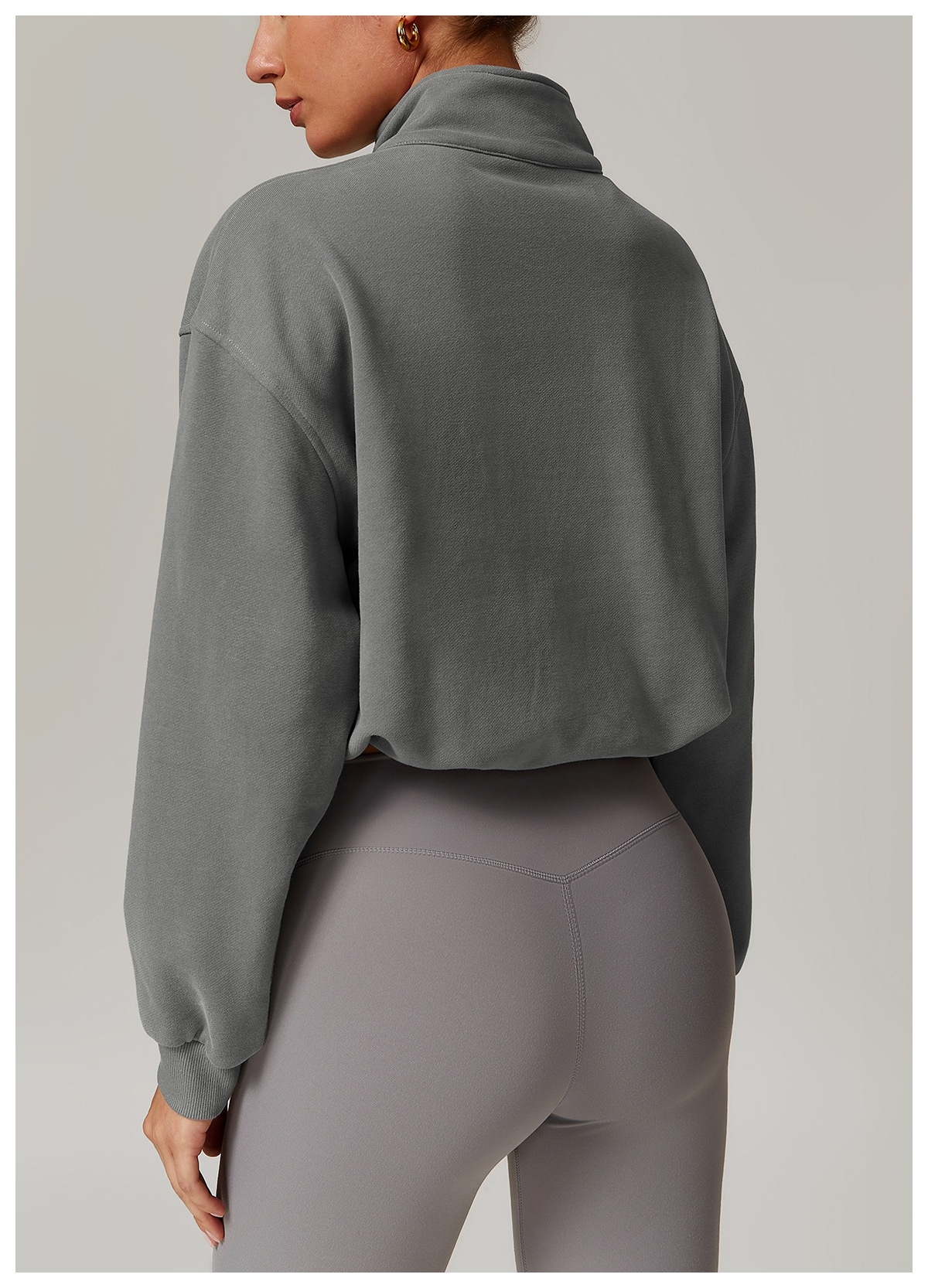 Stand Collar Zip Down Sweatshirt 8936