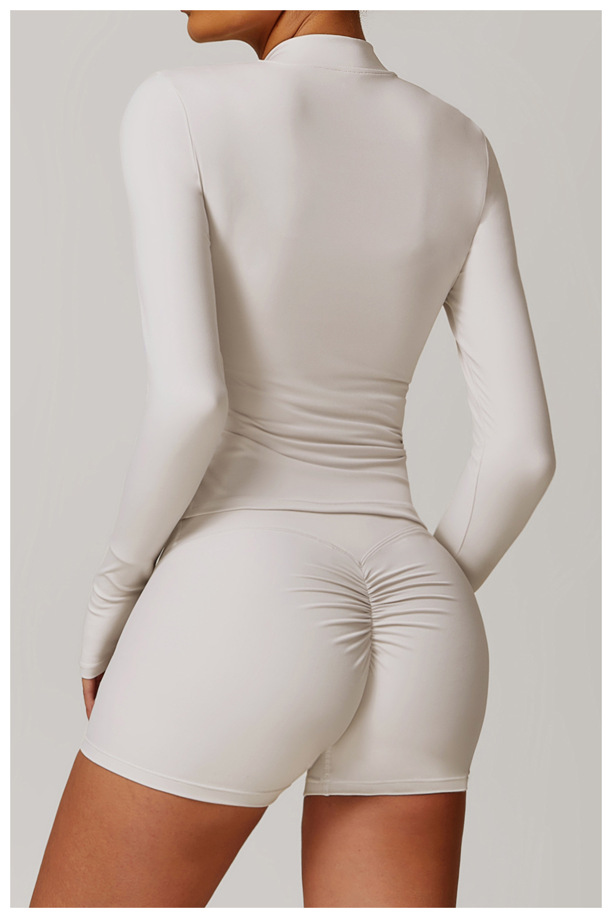 Soft Fabric Zip Down Yoga Top With Zipper Pockects 9000