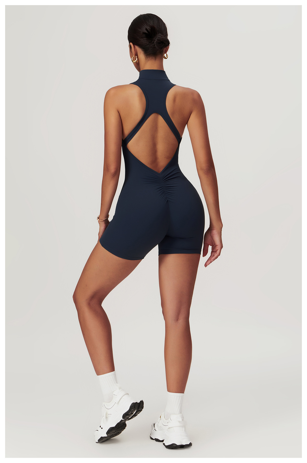 Soft Fabric Zip Down Scrunch Romper 8594