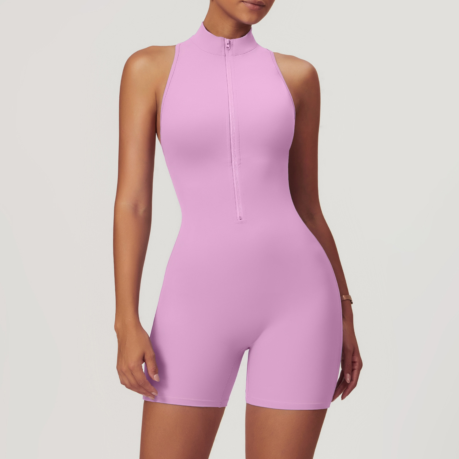 Soft Fabric Zip Down Scrunch Romper 8594