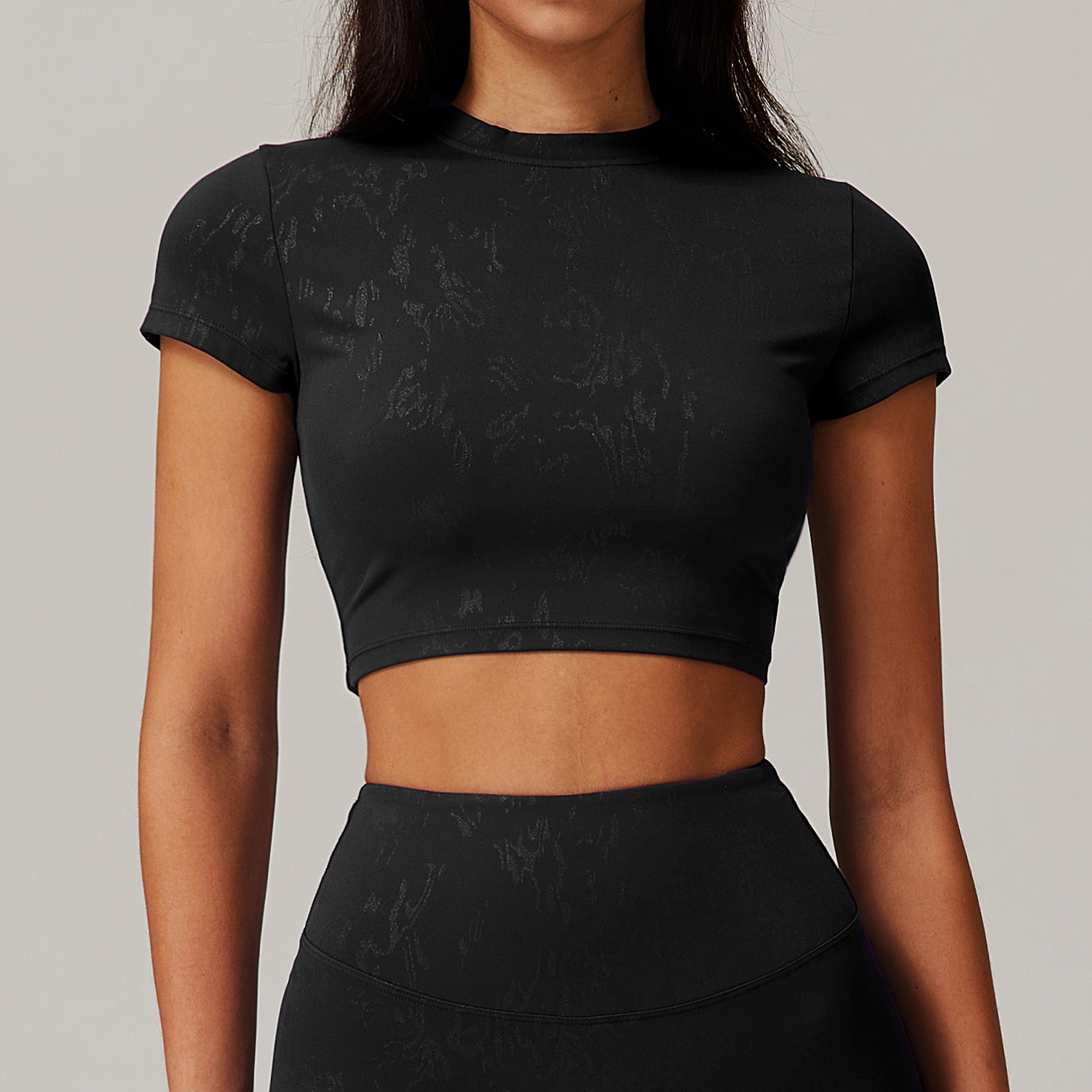Hot Stamping Soft Fabric Crop Yoga Top 9140