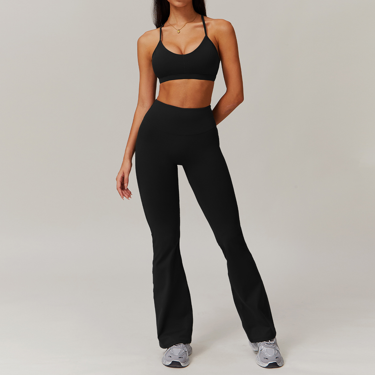 Soft Fabric Pleated Pockets Yoga Sets 4 Options 9139
