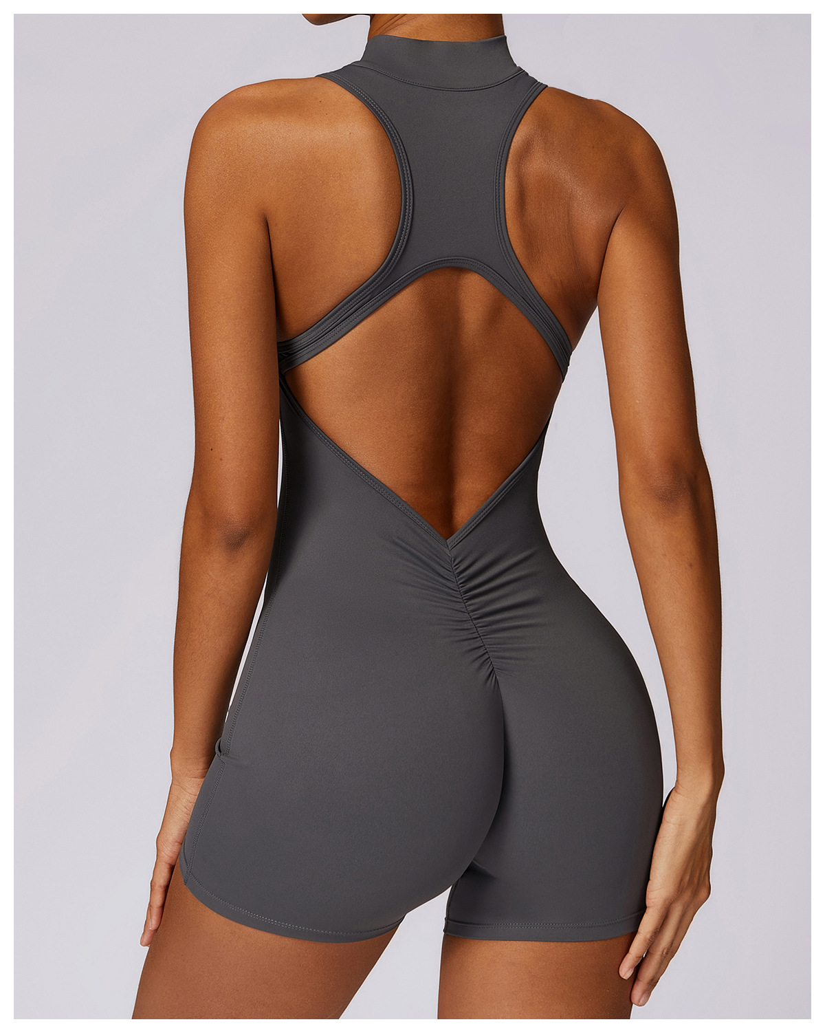 Soft Fabric Zip Down Scrunch Romper 8594