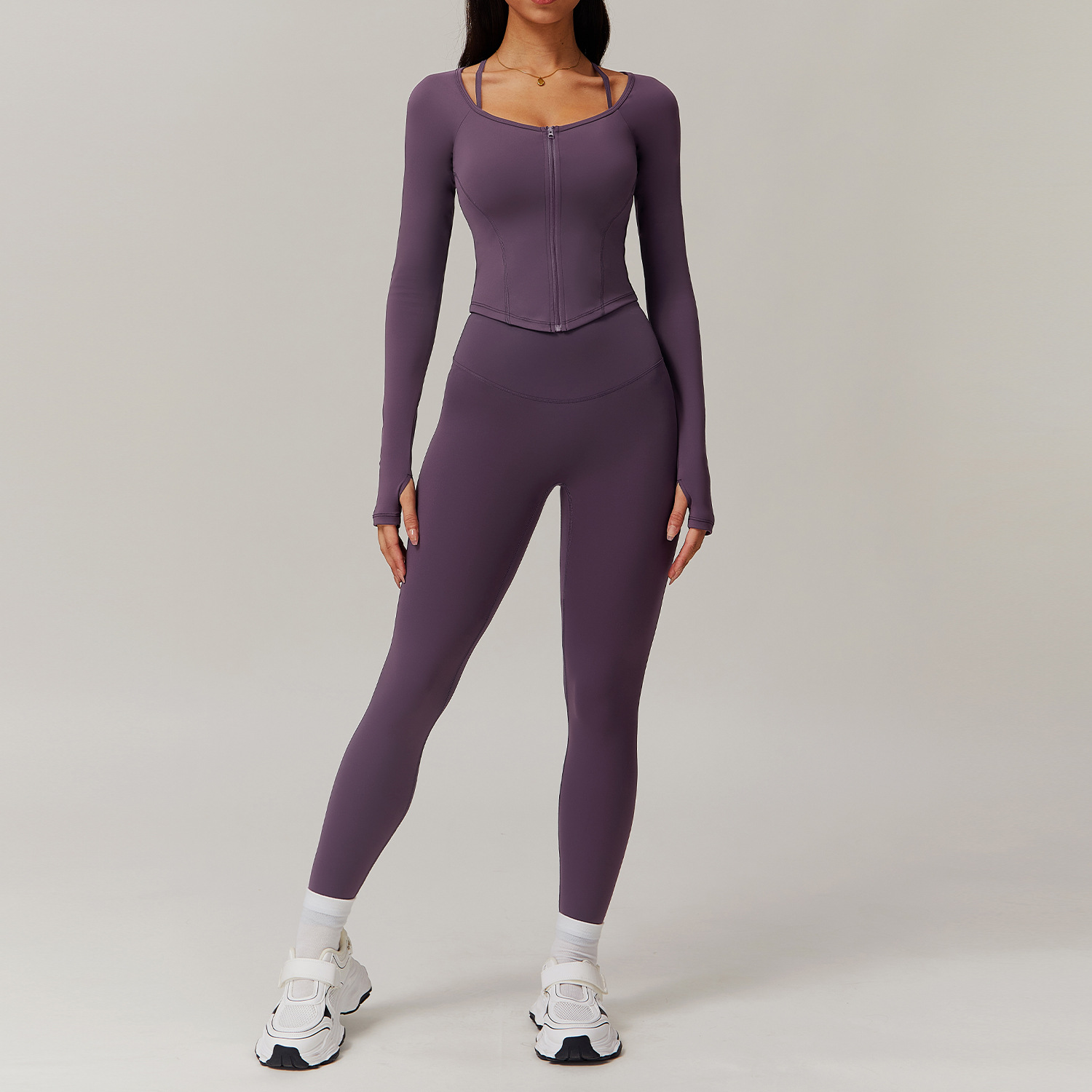 Soft Fabric Pleated Pockets Yoga Sets 4 Options 9139