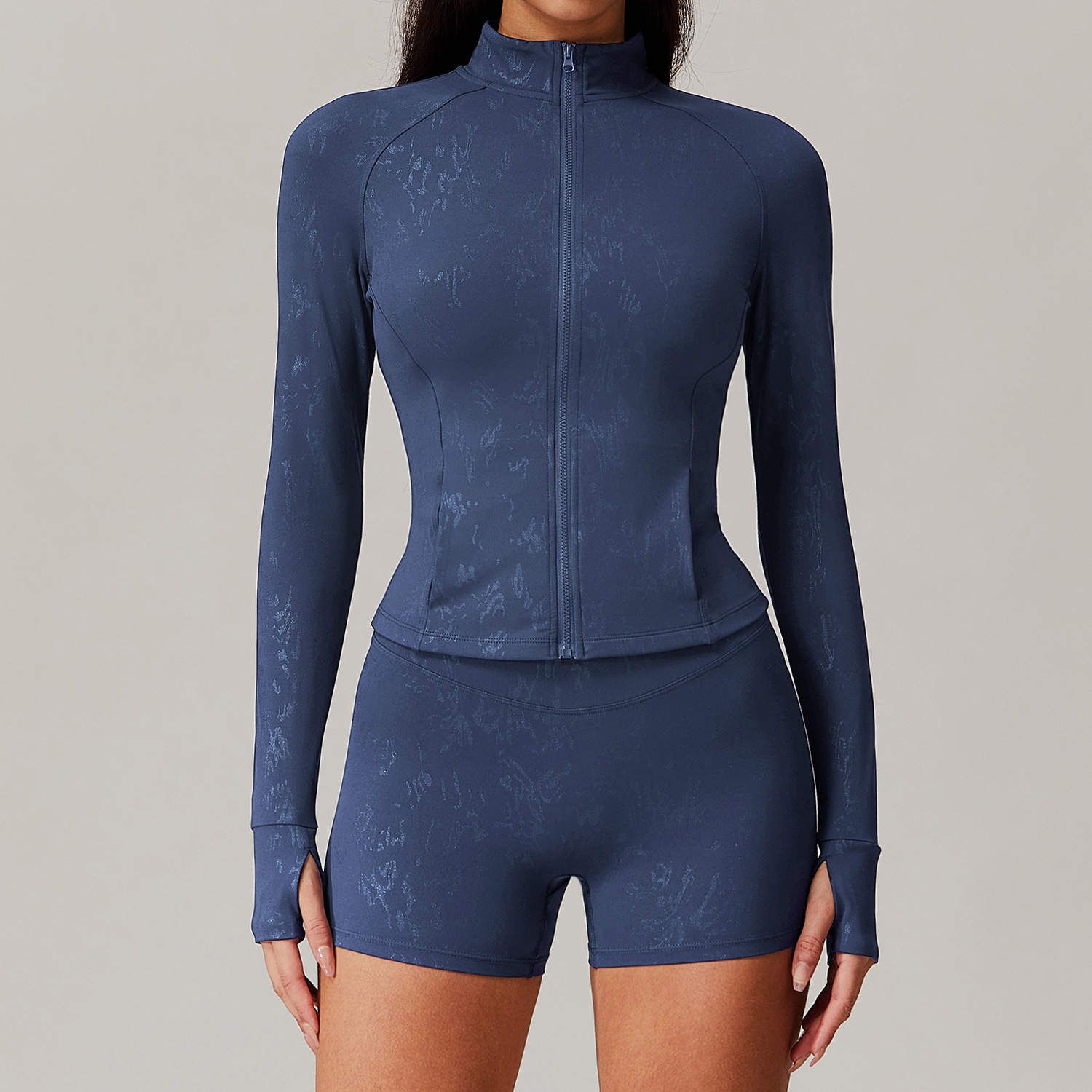 Hot Stamping Soft Fabric Zip Down Yoga Top 9140