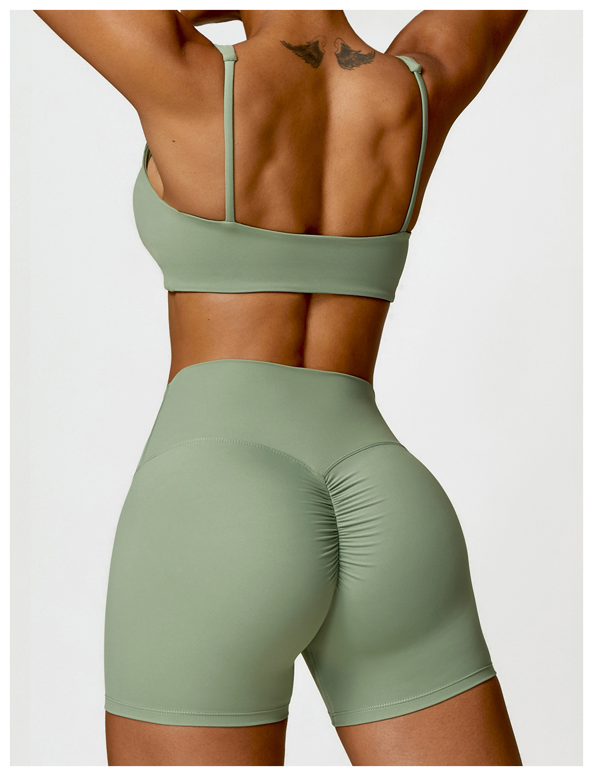 Soft Fabric Double Straps Crop Yoga Bra 8518