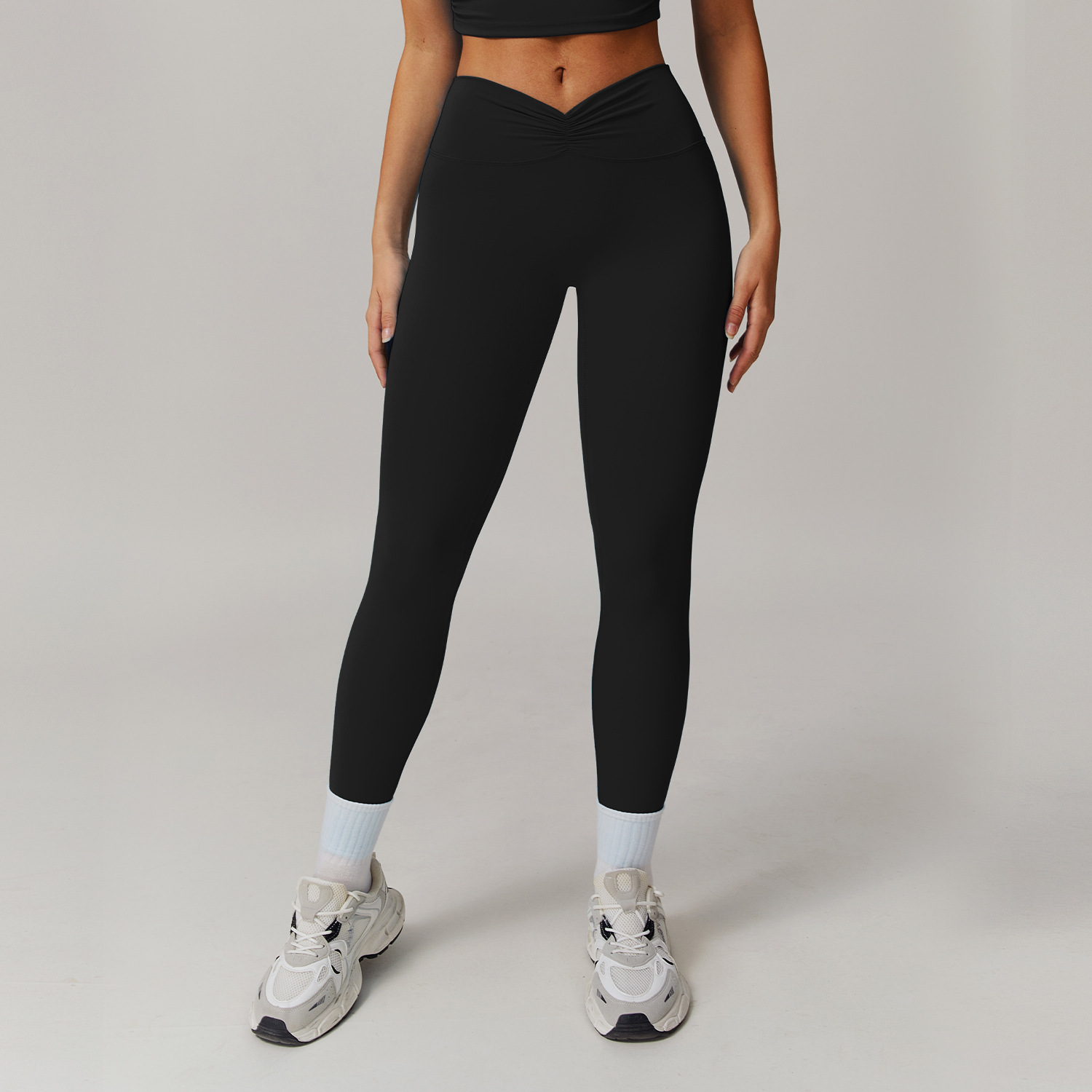 Soft Fabric Twist Pleats Yoga Leggings 9141