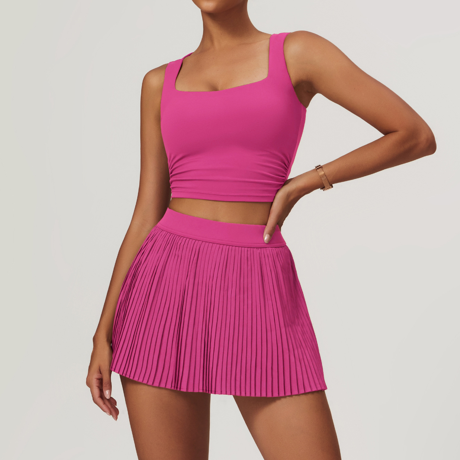 Soft Fabric Twist Pleats Flare Tennis Sets 2 Options 8782