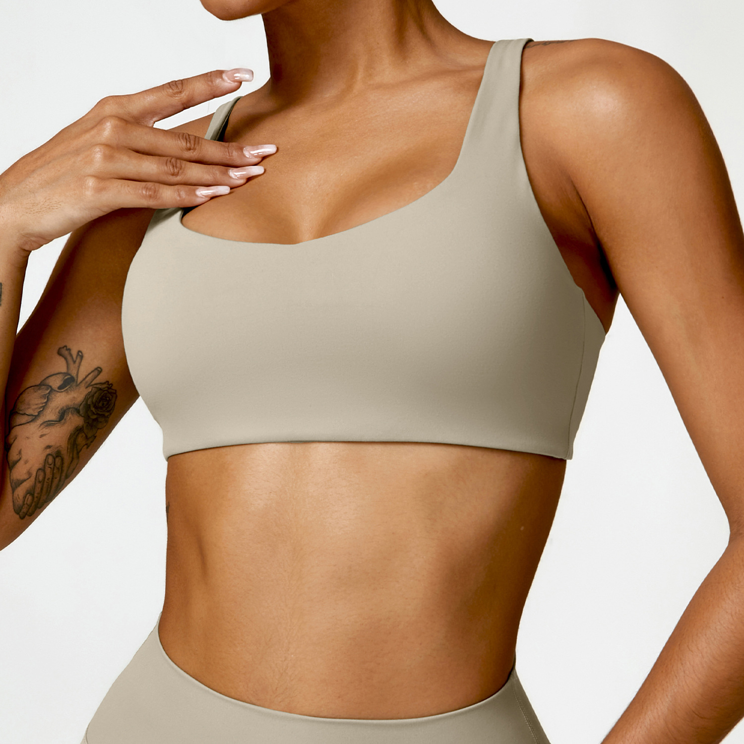 Soft Fabric Double Straps Crop Yoga Bra 8518