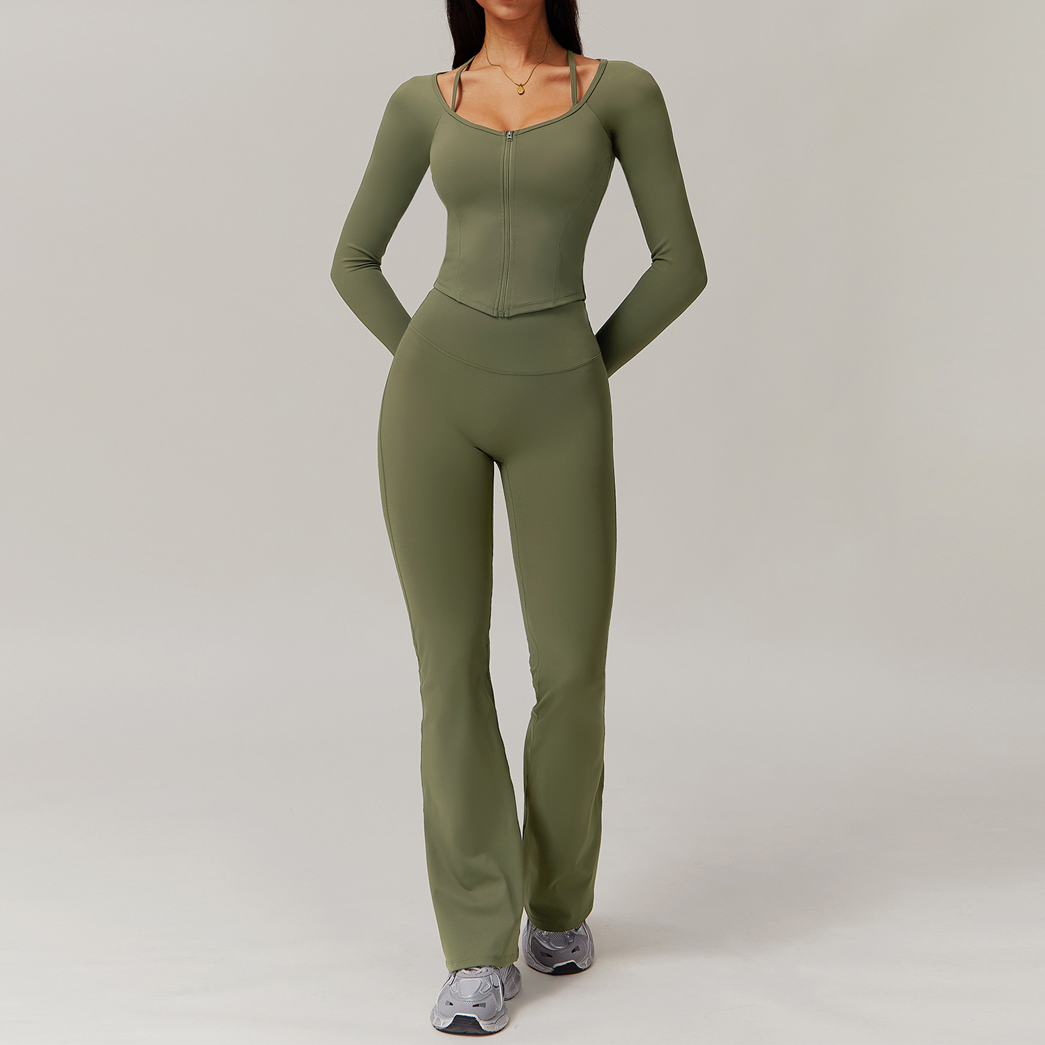Soft Fabric Pleated Pockets Yoga Sets 4 Options 9139