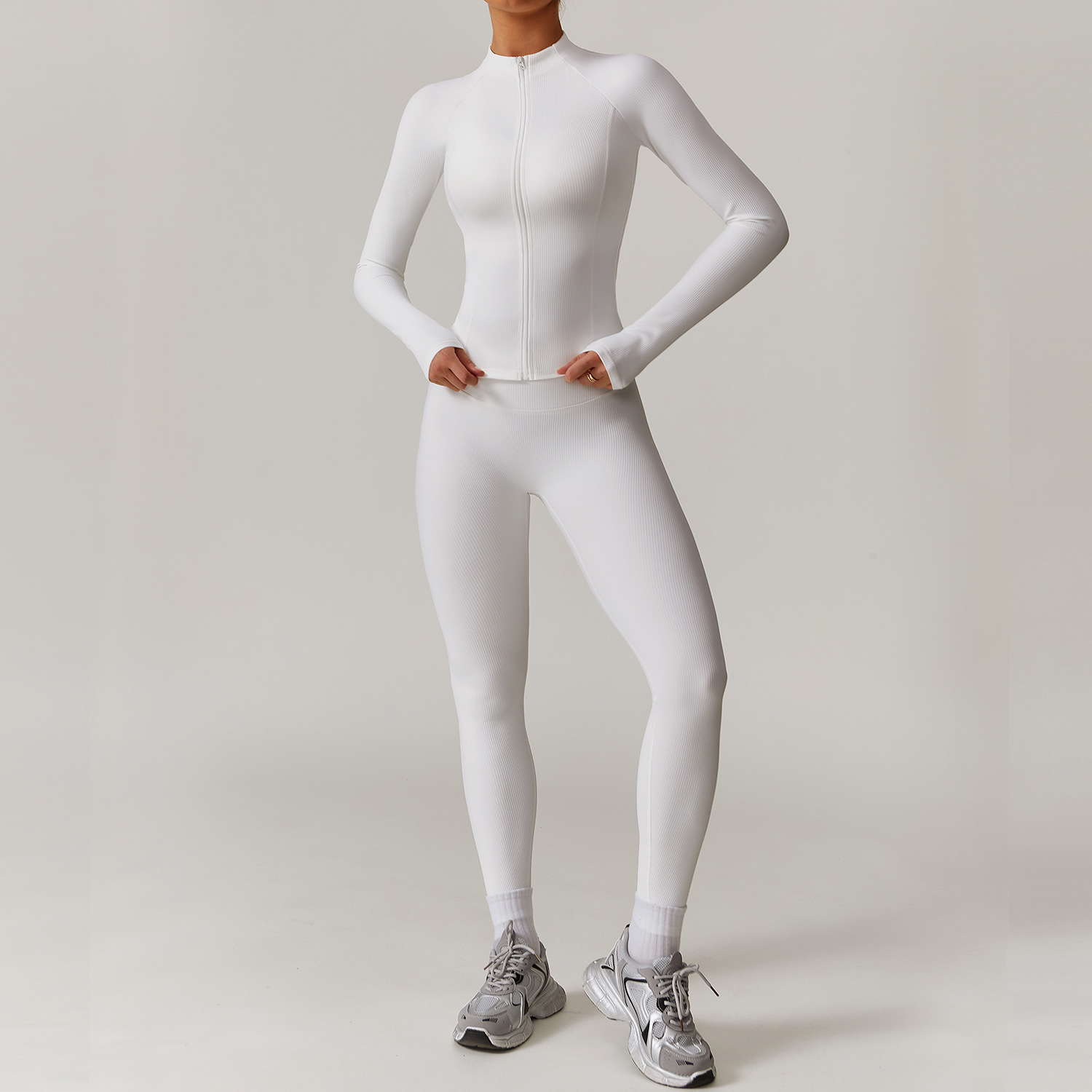 Long & Short Sleeves Ribbed Yoga Sets 3 Options 9018