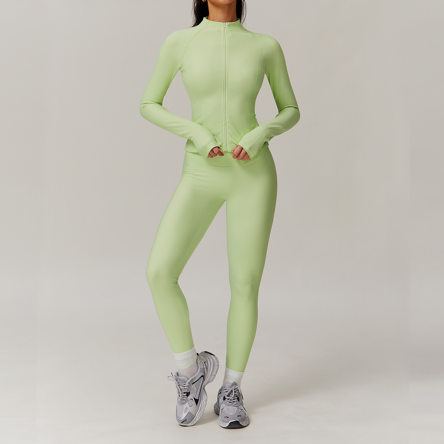 Long & Short Sleeves Ribbed Yoga Sets 3 Options 9018